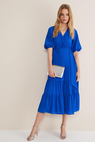 Morven Blue Wrap Midi Dress