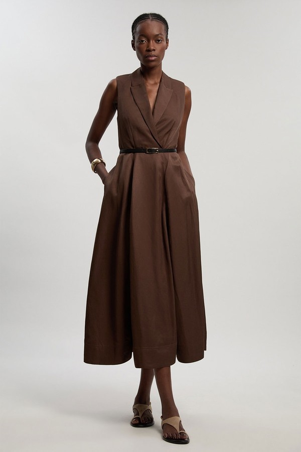 Tailored Belted Full Skirted Midi Dress from Karen Millen