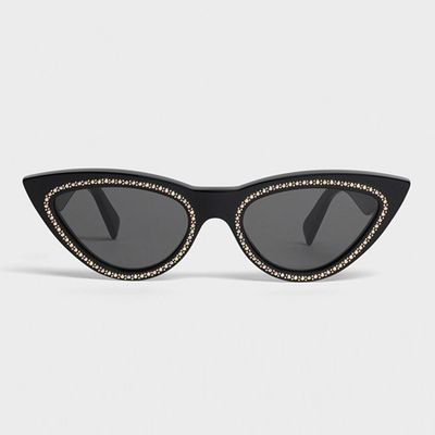Cat-Eye Sunglasses In Acetate & Crystal from Céline