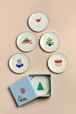 Set Of 6 Small Festive Plates from Rose & Grey