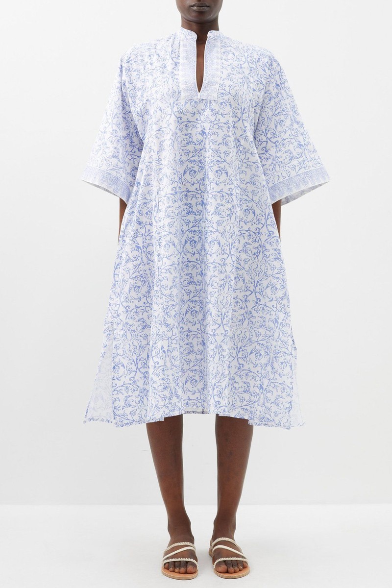 Rachel Floral-Print Cotton Kaftan from Thierry Colson