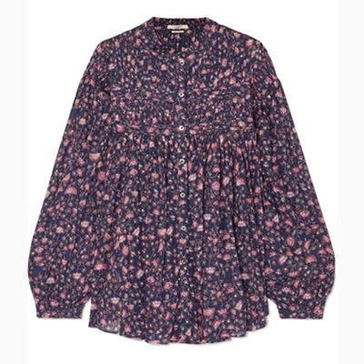 Laila Pintucked Floral Print Cotton Blouse from Isabel Marant