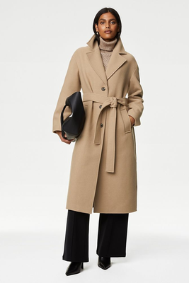 Belted Relaxed Coat With Wool from Marks & Spencer
