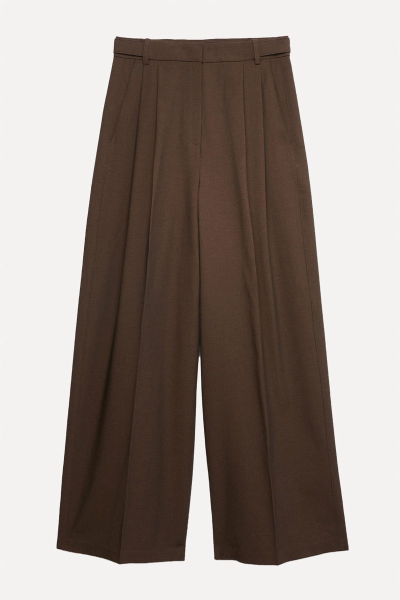 Pleated Wide Leg Trousers With Wool from Marks & Spencer