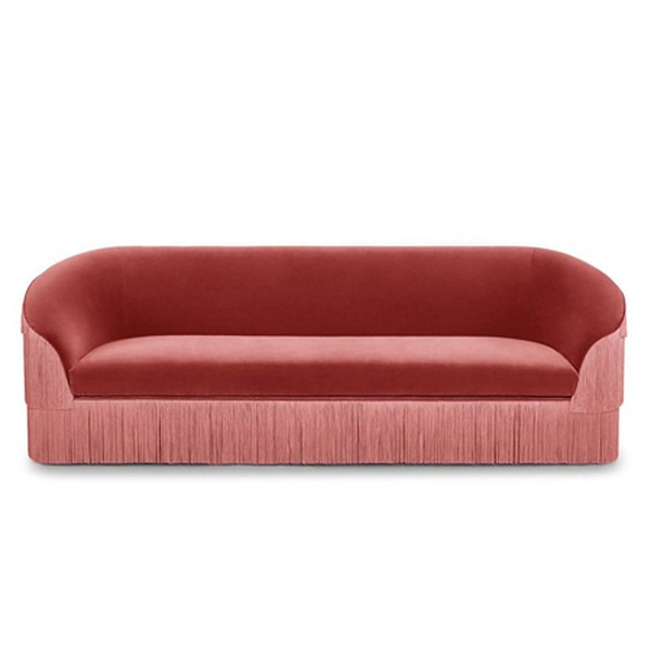 Munna Fringes 280 Sofa Antique Pink Velvet Fringes Base from Houseology