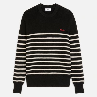 Logo-embroidered Striped Virgin Wool Sweater from AMI