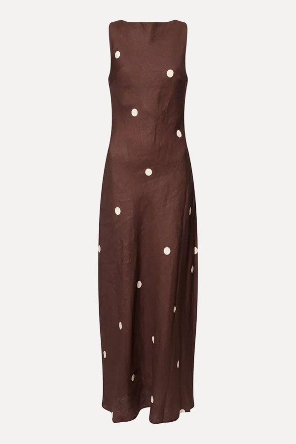 Beverly Polka-Dot Linen Midi Dress from Dissh