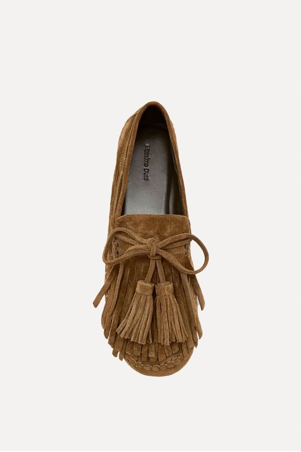 Split Suede Loafers With Fringing & Tassels from Massimo Dutti