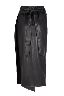 Tiana Leather Midi Skirt - Black