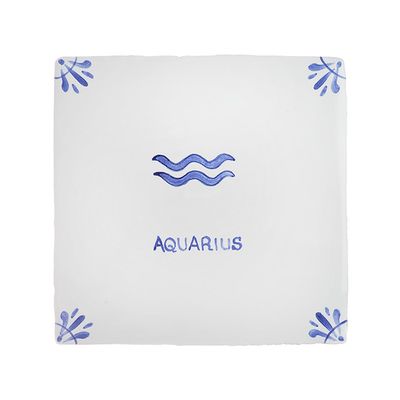 Aquarius Zodiac Star Sign Delft Tile