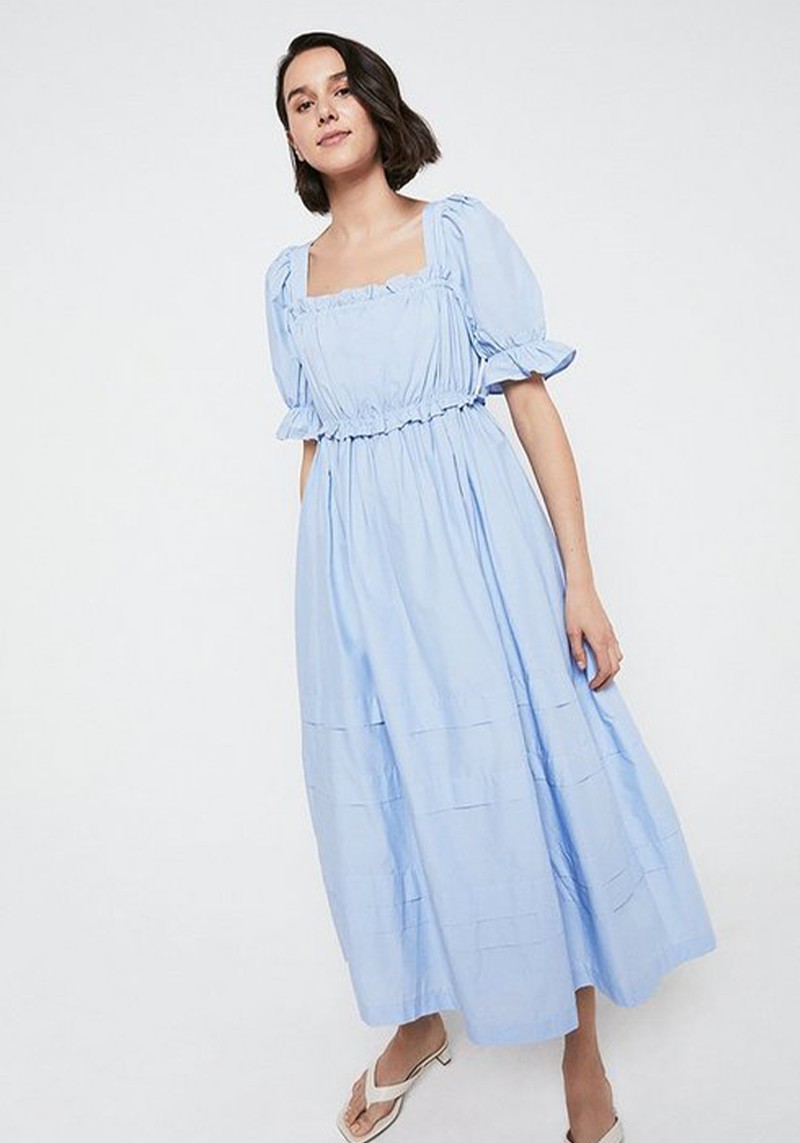 Square Neck Midi Dress With Tie Back from Warehouse