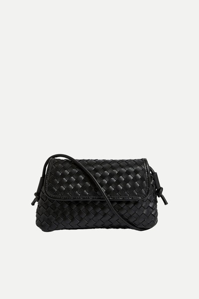 Faux Leather Woven Cross Body Bag