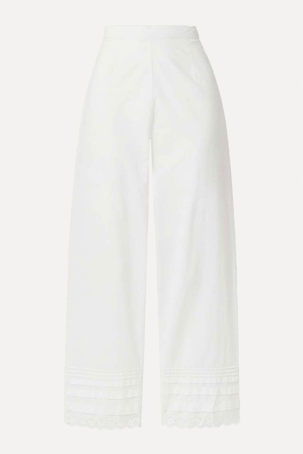 Francisca Broderie Straight-Leg Pants from DÔEN
