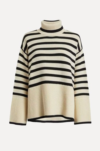 Light Sand Signature Stripe Turtleneck from Totême