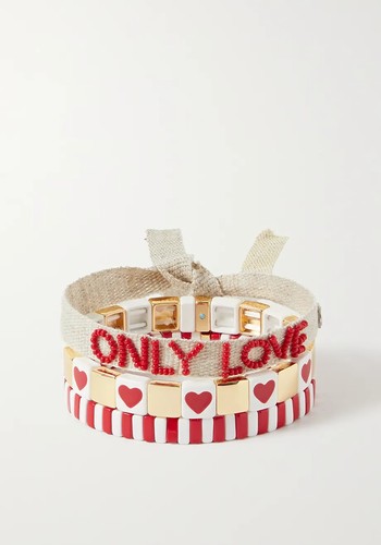 Love Set Of Three Enamel Gold-Tone & Canvas Bracelets from Roxanne Assoulin