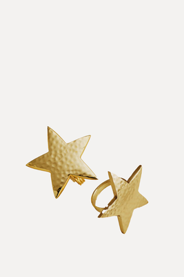Set Of 2 Gold Hammered Star Napkin Rings from Dunelm