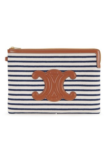 Small Pouch With Strap In Striped Textile from Celine