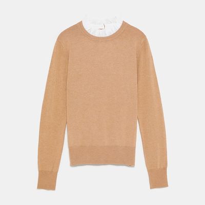 Sweater With Contrast Collar from Zara