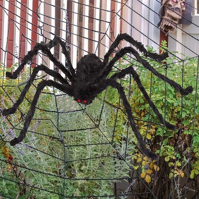 1 Plush Giant Black Spider & 20 Plastic Spiders Scary Toy from Gimsan