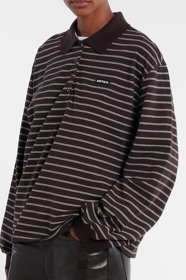 Striped Oversized Cotton-Blend Polo Shirt from Rotate