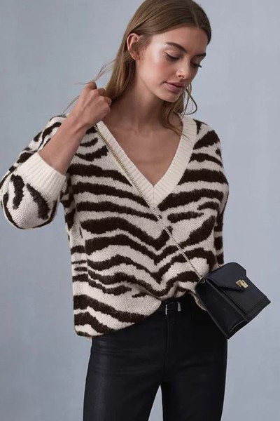 Zana Jacquard Knit Jumper Monochrome from Reiss