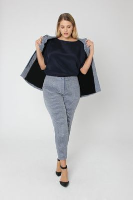 Blue Jacquard Tailored Trousers