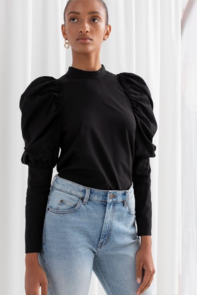 Puff Shoulder Mock Neck Blouse from & Other Stories