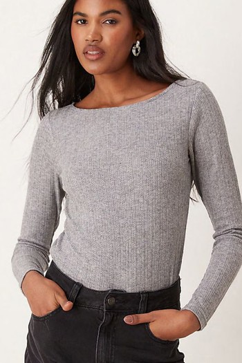 Mixed Ribbed Long Sleeve Top from Mango