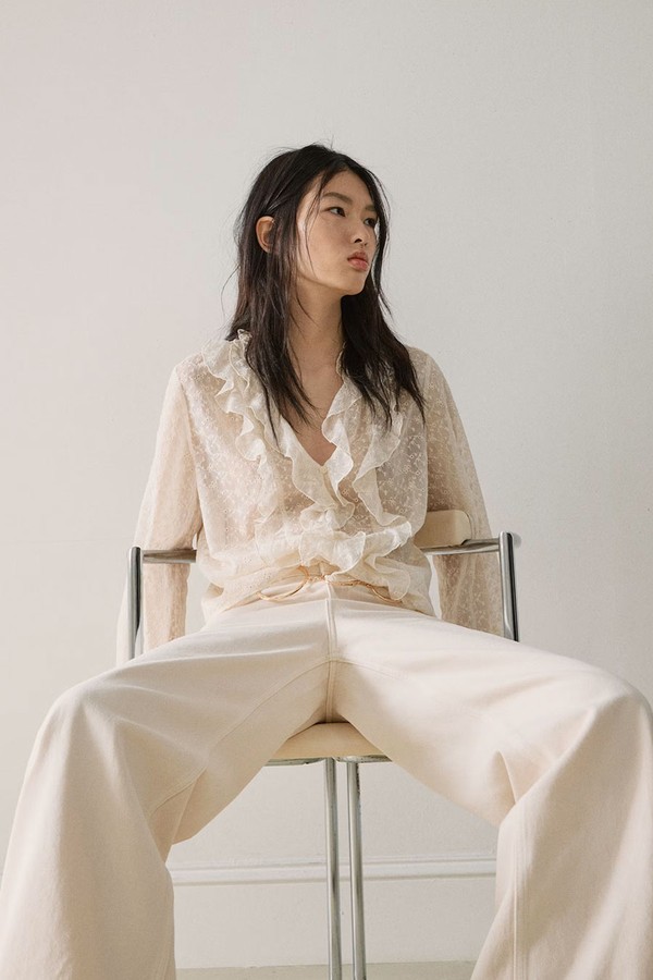 Ruffled Embroidered Blouse