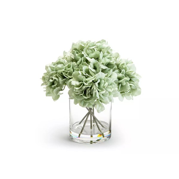 Artificial Hydrangea Arrangement In Glass Vase
