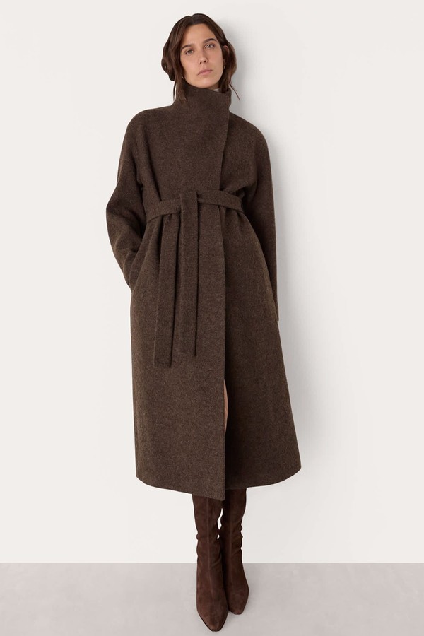 Taupe Morgan Funnel Neck Coat