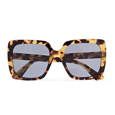 Oversized Crystal-Embellished Tortoiseshell Sunglasses from Gucci