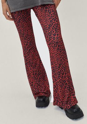 Leopard Print Kick Flared Trousers from Nasty Gal