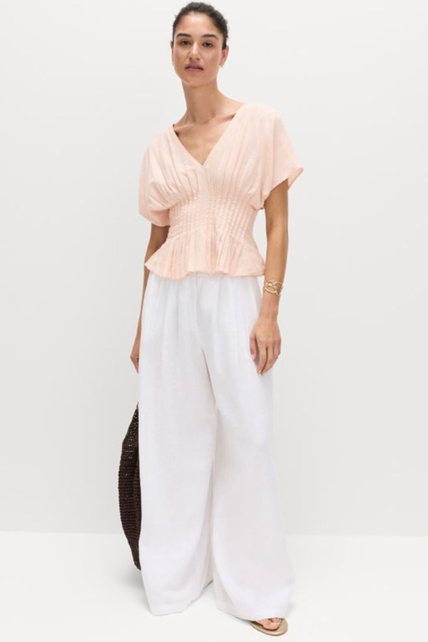Linen Rich Seam Detail Waisted Top