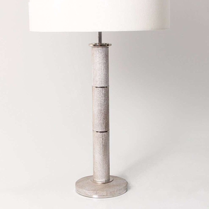 Diss Column Table Lamp in Silver Silk from Forwood Design