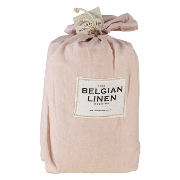 Super King Dusky Pink Linen Duvet Sheet