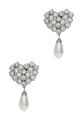 Embellished Silver-Tone Clip-On Drop Earrings from Alessandra Rich