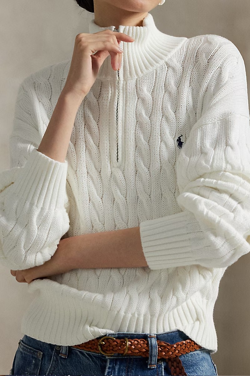 Cable-Knit Cotton Quarter-Zip Jumper