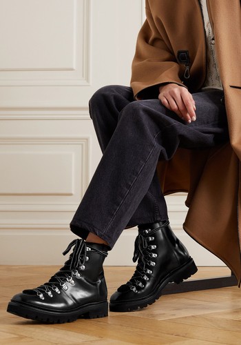 Nanette Shearling-Trimmed Leather Ankle Boots from Grenson