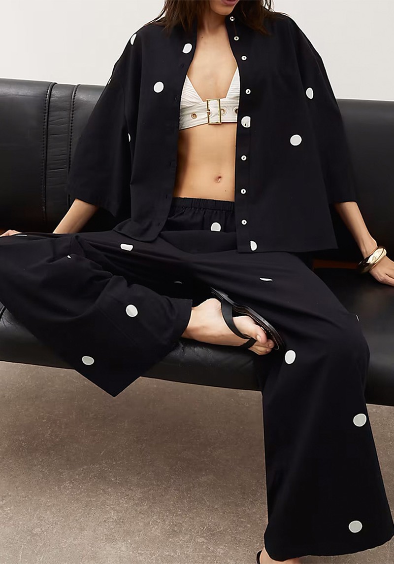 Polka Dot Wide Leg Trousers