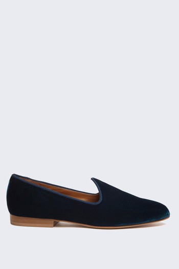 Petrol Blue Velvet Venetian Slipper from Le Monde Béryl x Relove