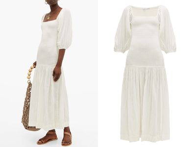 Harper Shirred Cotton-Gauze Dress