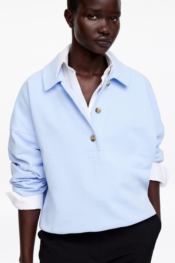 French Terry Polo Sweatshirt