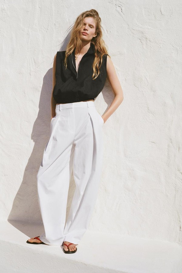 Poplin Trousers With Darts