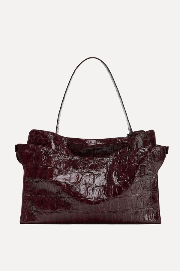 Maxi City Bag With Embossed Leather Effect