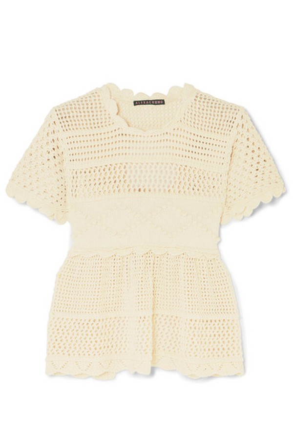 Open-Back Scalloped Crochet-Knit Top from Alexa Chung