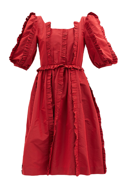 Gabriel Flared Ruffled-Taffeta Midi Dress from Shrimps