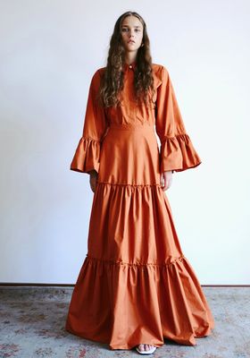 Charlotte Long Skirt In Orange Poplin, £256 | Amotea