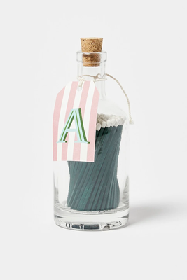 Quentin Alphabet Initial Glass Bottle Matches from Oliver Bonas