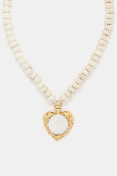 Noah Magnesite, Pearl & 18kt Gold-Plated Necklace from By Alona